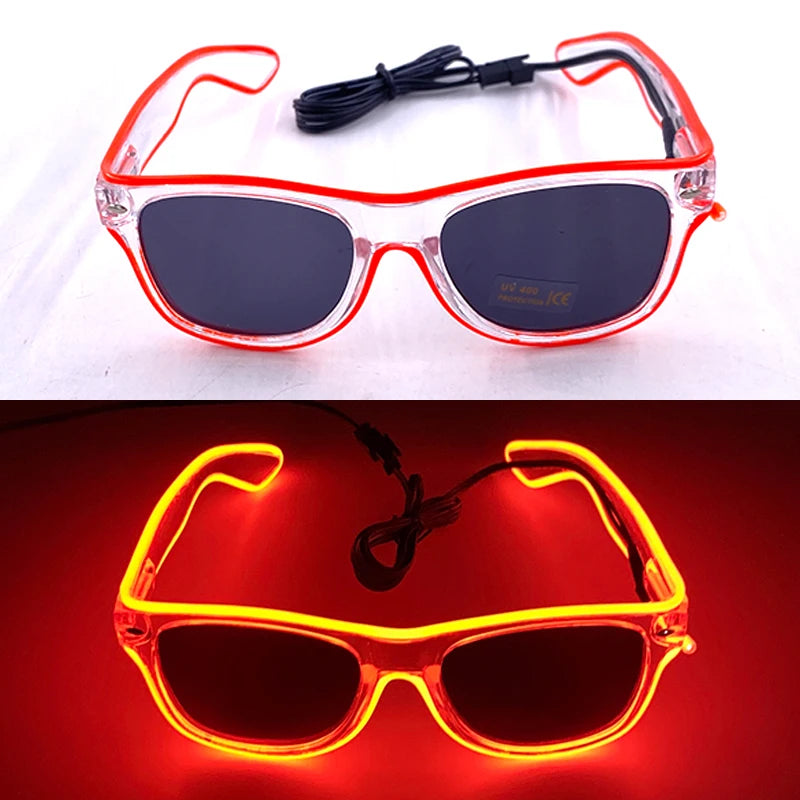 10 Color Luminous EL Neon Glasses LED Sunglasses Bar Party Dance DJ Bright Flashing Glasses Light up Eyewear Glow Party Supplies