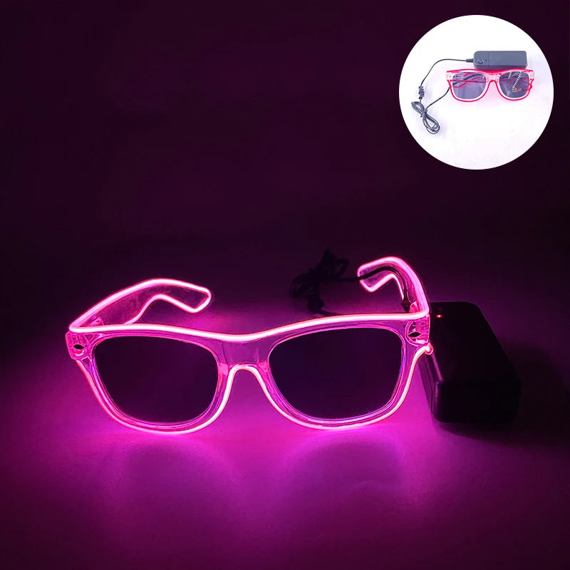 10 Colors Black Lenses Glasses Glowing Costumes Supplies Luminous LED Neon Sunglasses Light up Rave Night Boys Girls Eyewear