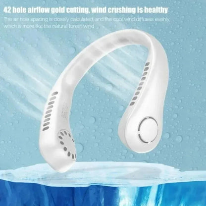 2024 1200Mah New Mini Neck Mounted Fan Portable Bladeless Neck Rechargeable Air Cooler 3 Speed Mini Summer Sports Fan Outdoor