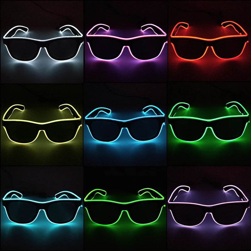 10 Color Luminous EL Neon Glasses LED Sunglasses Bar Party Dance DJ Bright Flashing Glasses Light up Eyewear Glow Party Supplies