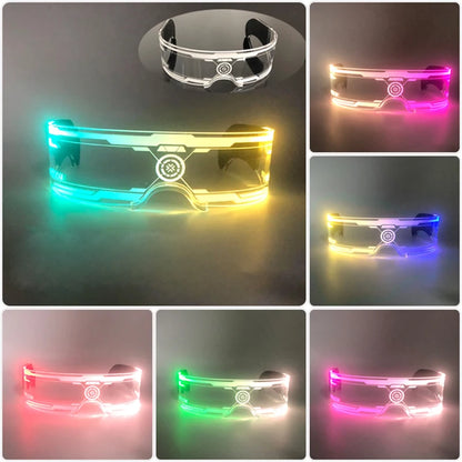 10 Colors Black Lenses Glasses Glowing Costumes Supplies Luminous LED Neon Sunglasses Light up Rave Night Boys Girls Eyewear