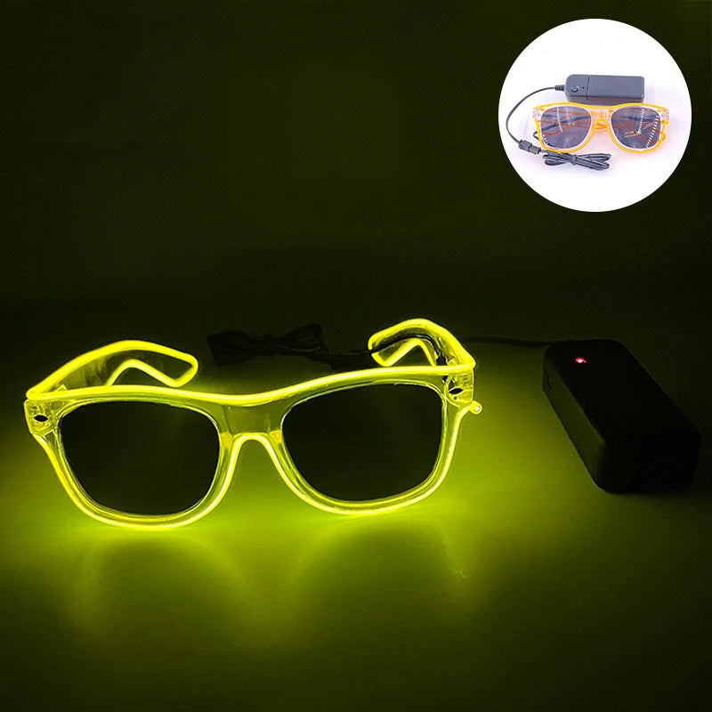 10 Colors Black Lenses Glasses Glowing Costumes Supplies Luminous LED Neon Sunglasses Light up Rave Night Boys Girls Eyewear