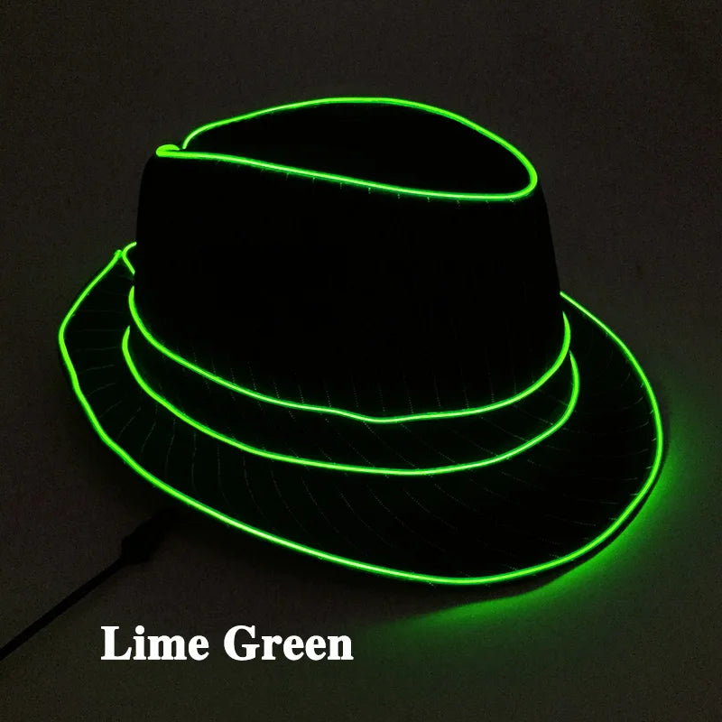 LED Luminous Fedora Hat Mutiple Color Rave Dance Panama Hat Led Gentlemen Hat Led Dancing Suits for Wedding Party Props