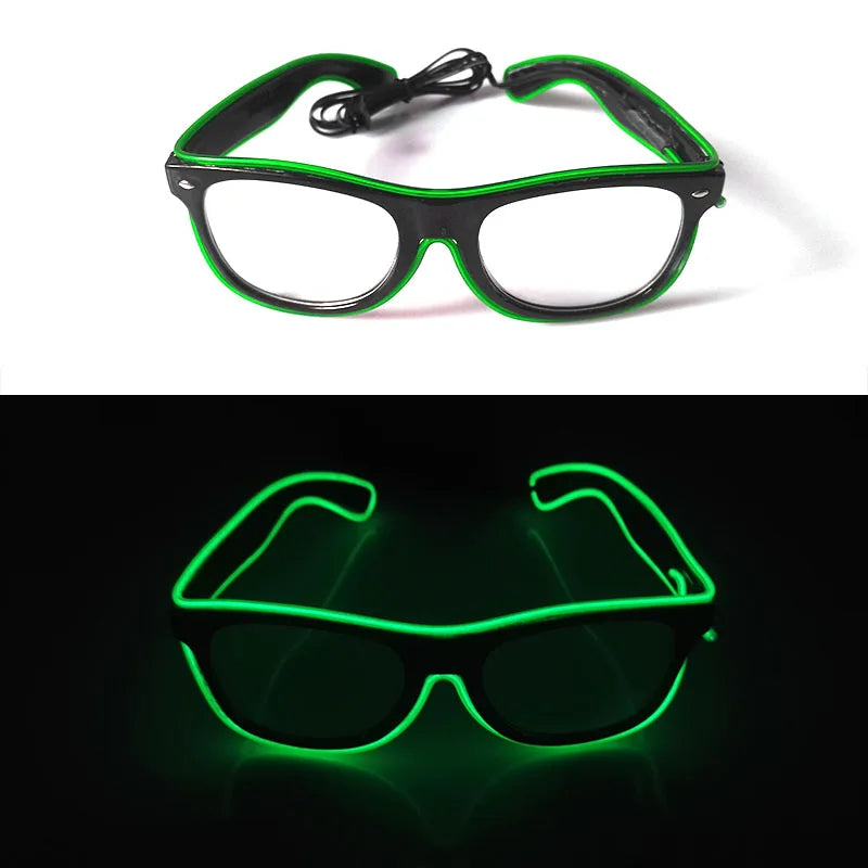 10 Color Luminous EL Neon Glasses LED Sunglasses Bar Party Dance DJ Bright Flashing Glasses Light up Eyewear Glow Party Supplies