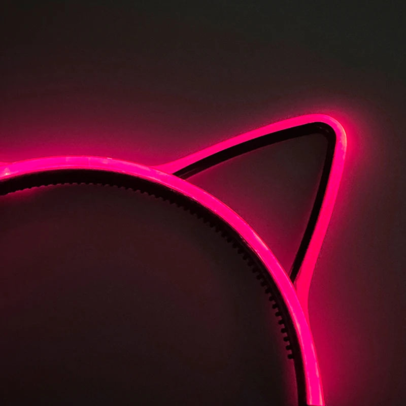 Birthday Glowing Cat Ears Headbands LED Hairband Fluorescent Party Supplies Bar Light up Headband Girl Women Head Accessories