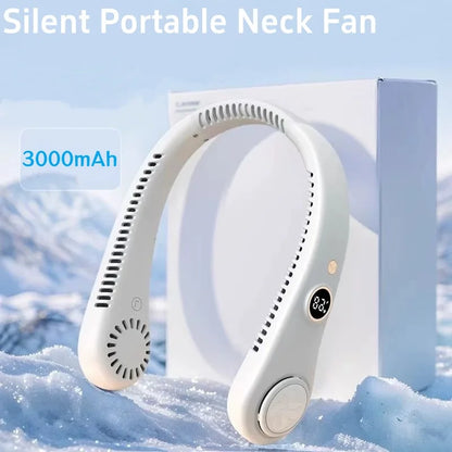 5-Speed Digital Display Neck Fan Portable Air Cooler USB Rechargeable Silent Outdoor Fan with LED Screen for Gym Office Travel