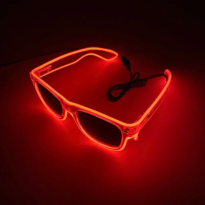 10 Colors Black Lenses Glasses Glowing Costumes Supplies Luminous LED Neon Sunglasses Light up Rave Night Boys Girls Eyewear