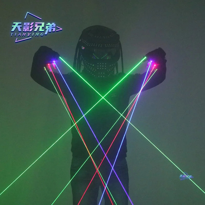 Gathering Bar Stage DJ Party Dance RGB Laser Gloves 2 Green 1 Red 1 Blue Laser LED Luminescent Clothing Show