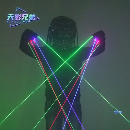 Gathering Bar Stage DJ Party Dance RGB Laser Gloves 2 Green 1 Red 1 Blue Laser LED Luminescent Clothing Show