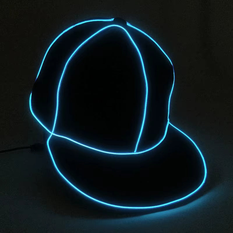 Cool Hip Hop Caps Boys Girls Decorate Costumes Cap Dance Performance Neon Light Caps Hats Glow in Darl Night