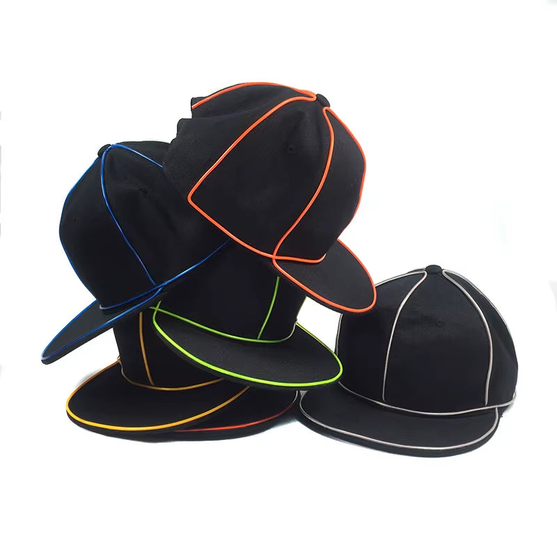 New Design Neon Luminous Hat Cap LED Glowing Hip Hop Dance Hat DJ Bar Party Props Light up Hat Festival Supplies