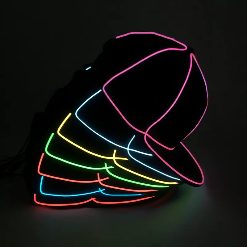 New Design Neon Luminous Hat Cap LED Glowing Hip Hop Dance Hat DJ Bar Party Props Light up Hat Festival Supplies