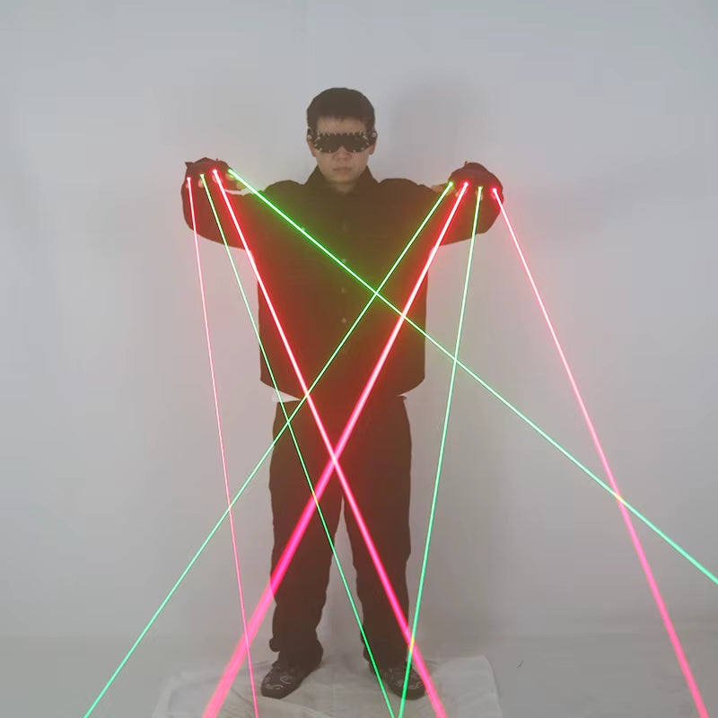 2 Green and 2 Red Laser Fluorescent Gloves LED Party DJ Bar KTV Stage Show RGB Laser Gloves