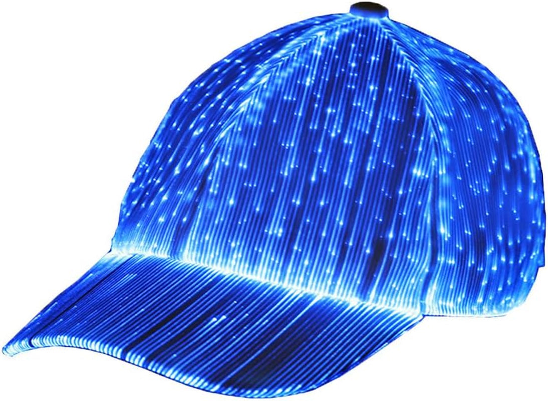 Hip Hop Luminous LED Baseball Cap Hats for Christmas Rave with 7 Colors Light USB Charging