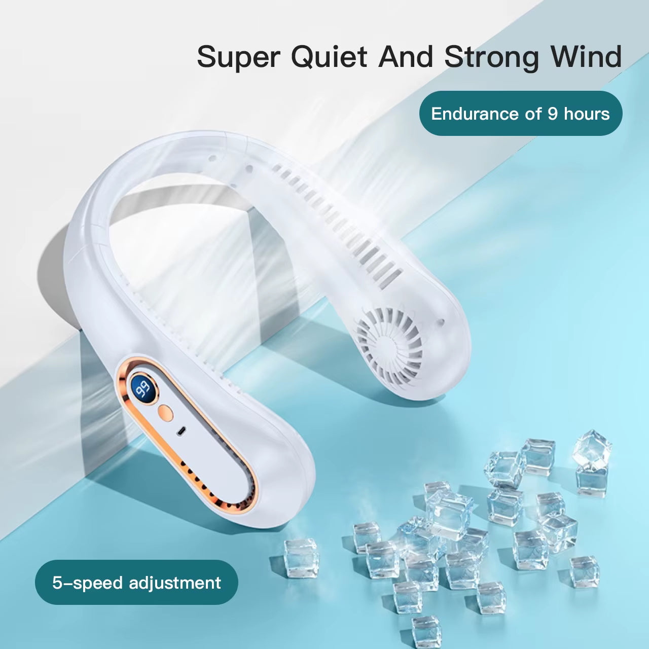 Hanging Neck Fan Portable Bladeless Mini USB Rechargeable Mute LED Digital Display Electric Fan Summer Air Cooler New 3000Mah