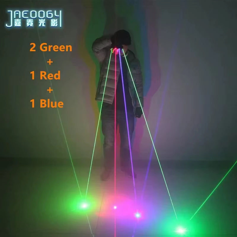 Stage DJ Party Dancing Laser Gloves, 2 in 1, Multi-Line RGB, 2 Green, 1 Red, 1 Blue, LED Luminous Costumes Show, High Quality